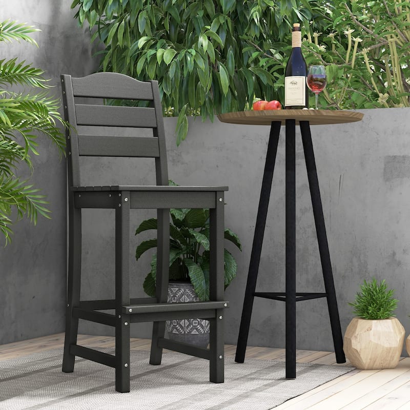 Outdoor 30 Inch Bar Stool HDPE with Backrest and Footrest - 24" x 18" x 48"