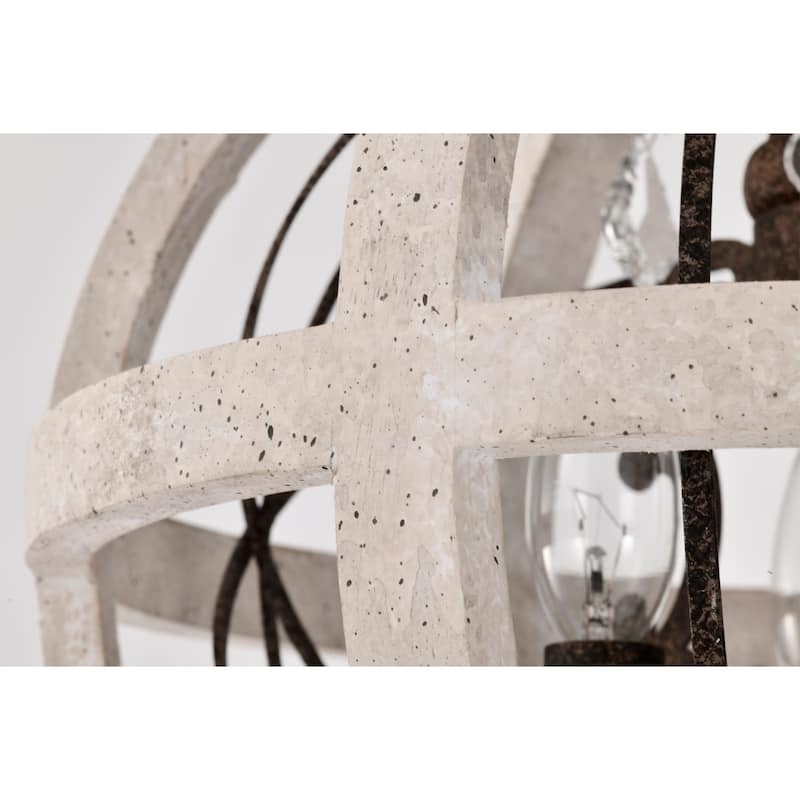 Reenie 14 Inch Farmhouse Globe Pendant Wood Grain 3 Light