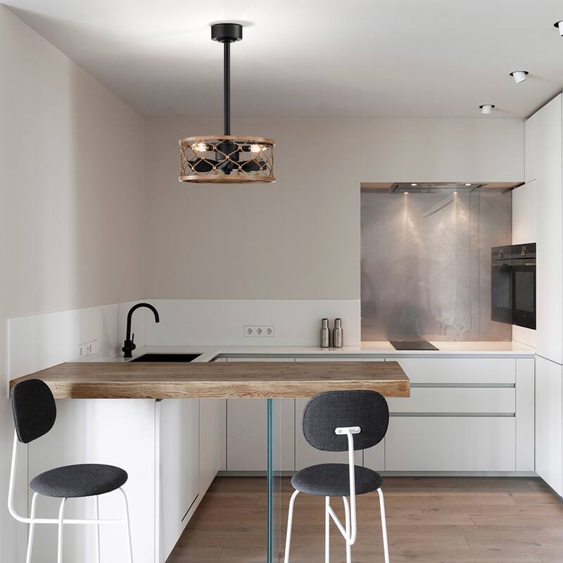 16 Inch Modern Wood Grain Fandelier