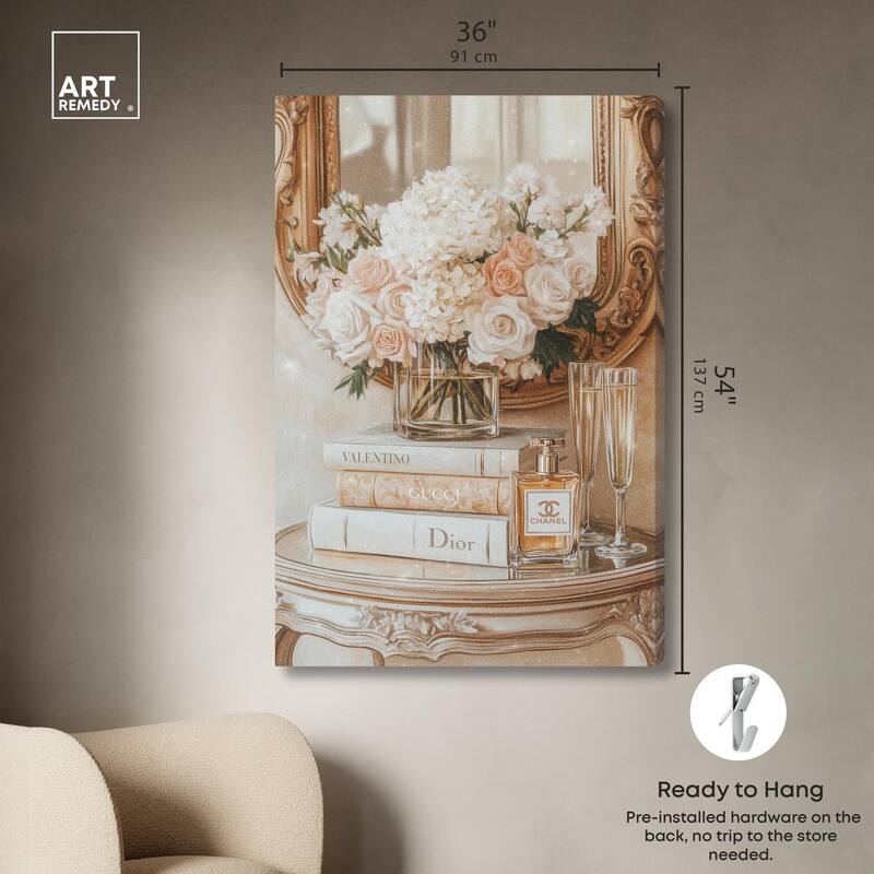 Mirror and Classy Glam Books Canvas by Art Remedy, Gallery Wrapped