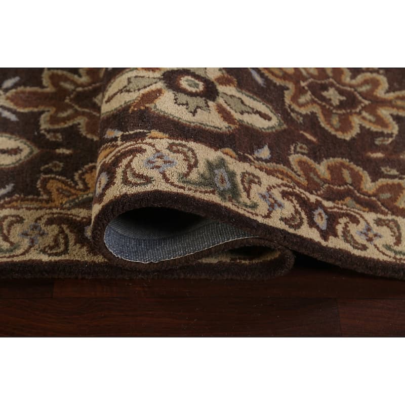 Floral Brown Traditional Oriental Runner Rug Hand-tufted Wool Carpet - 2'7" x 19'3"
