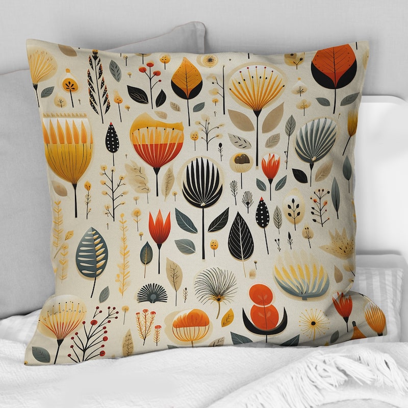 Designart "Vintage Scandinavian Charm" Midcentury Printed Throw Pillow - 18 x 18