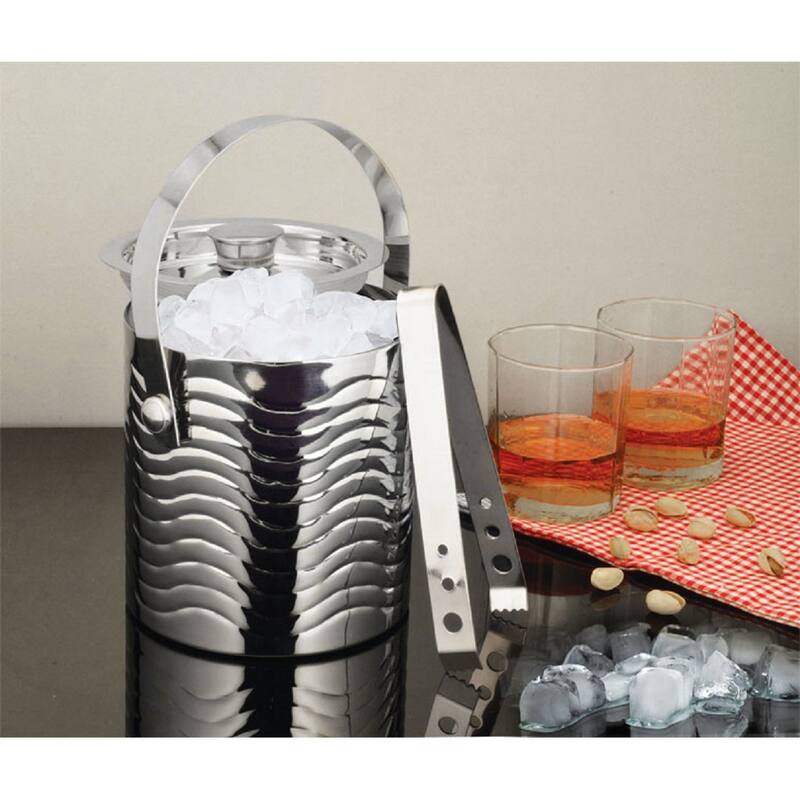 Sol Living Ice Bucket Double Wall Stainless Steel with Lid and Tongs