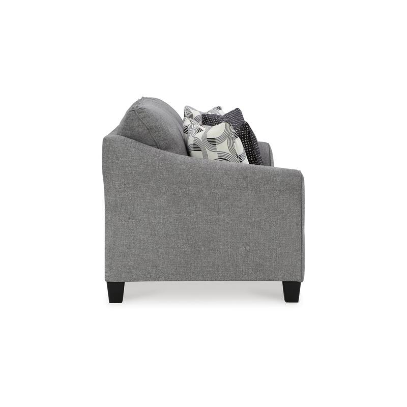 Onia Sofa with 4 Accent Pillows, Black, Smoke Gray Polyester 92 Inch