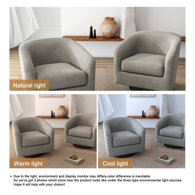 2 Set Round Barrel Chair 360-Degree Swivel Accent Chairs
