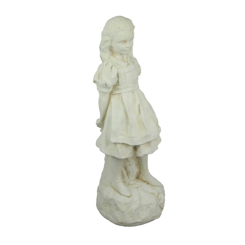 Alice In Wonderland Antique White Finish Concrete Statue 19.5 Inch - 19.5 X 6.5 X 6.25 inches