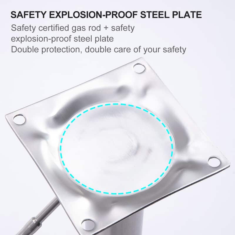 Modern Swivel Bar Stool, Black Leather with Titanium Stainless Steel Frame & Adjustable Height