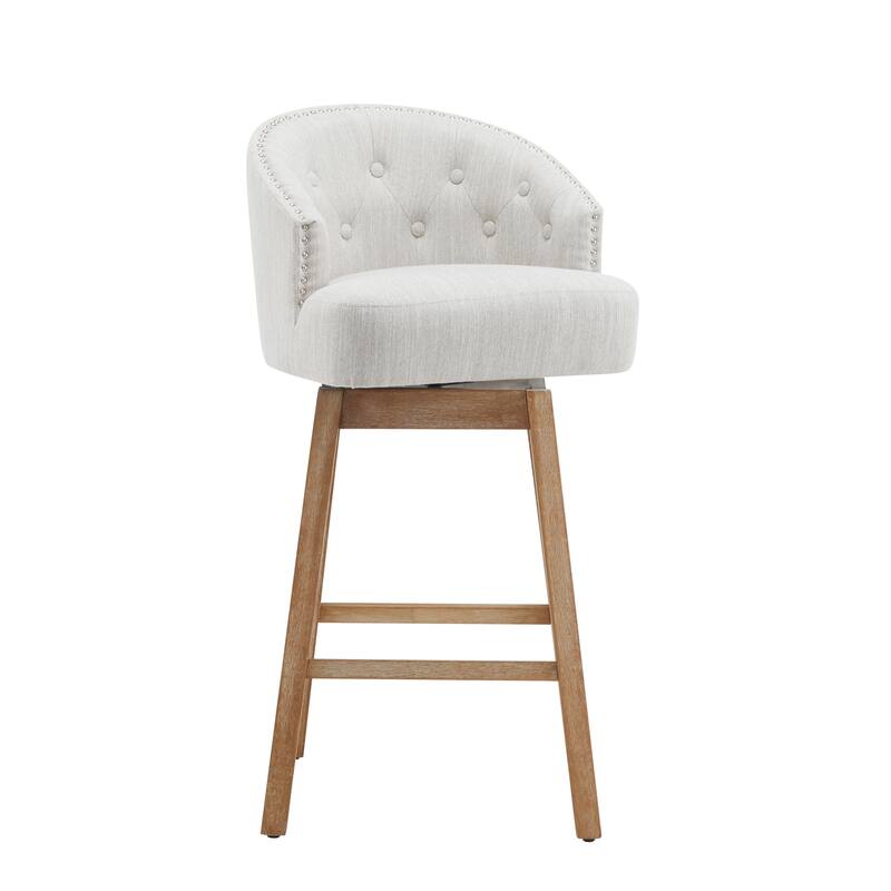 Roomfitters 33.25" Swivel Upholstered Counter Stools, Set of 2 Armless Bar Chairs with Rubberwood Frame and Footrest