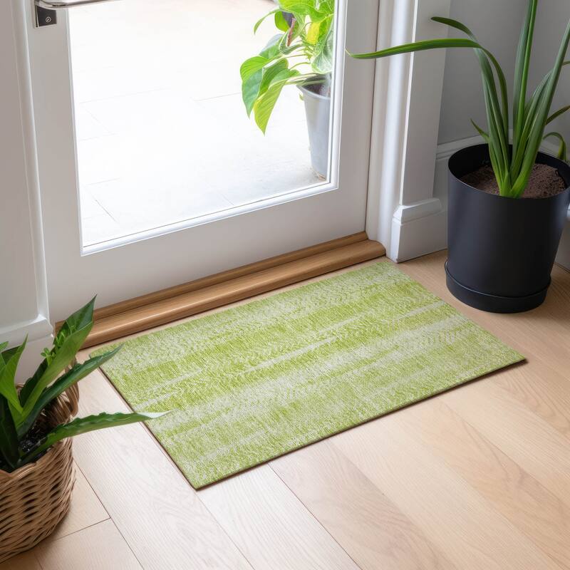 Machine Washable Indoor/ Outdoor Chantille Modern Imprints Rug - Aloe - 1'8" x 2'6"