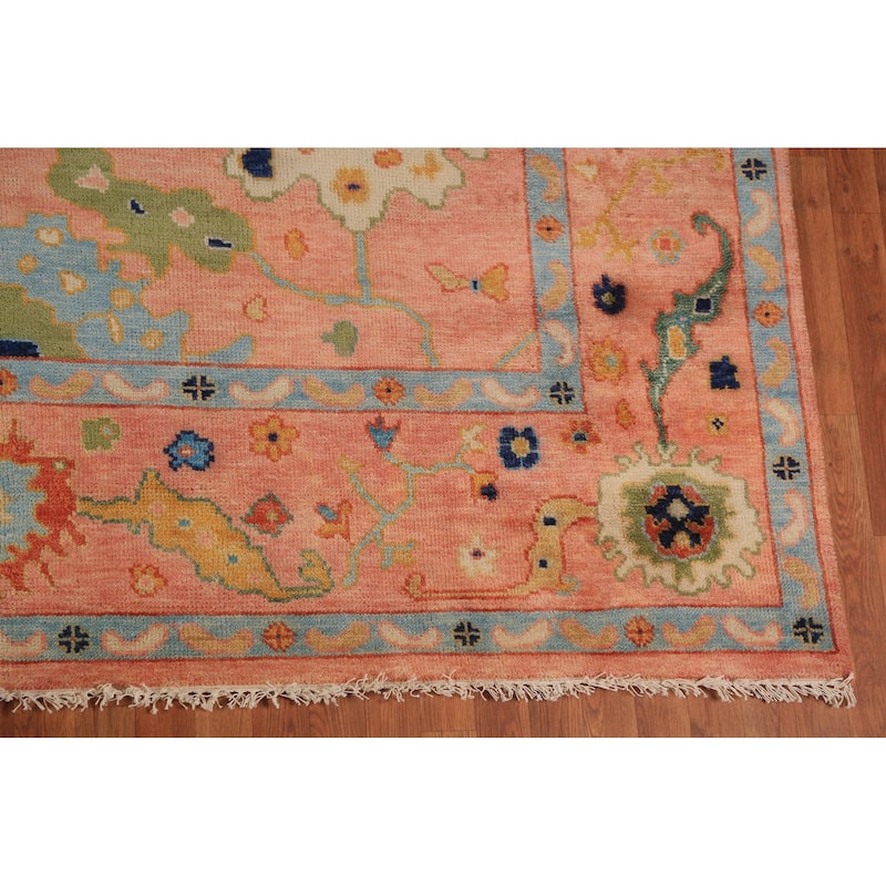 All-Over Floral Oushak Indian Large Rug Handmade Wool Carpet - 9'0"x 18'0"