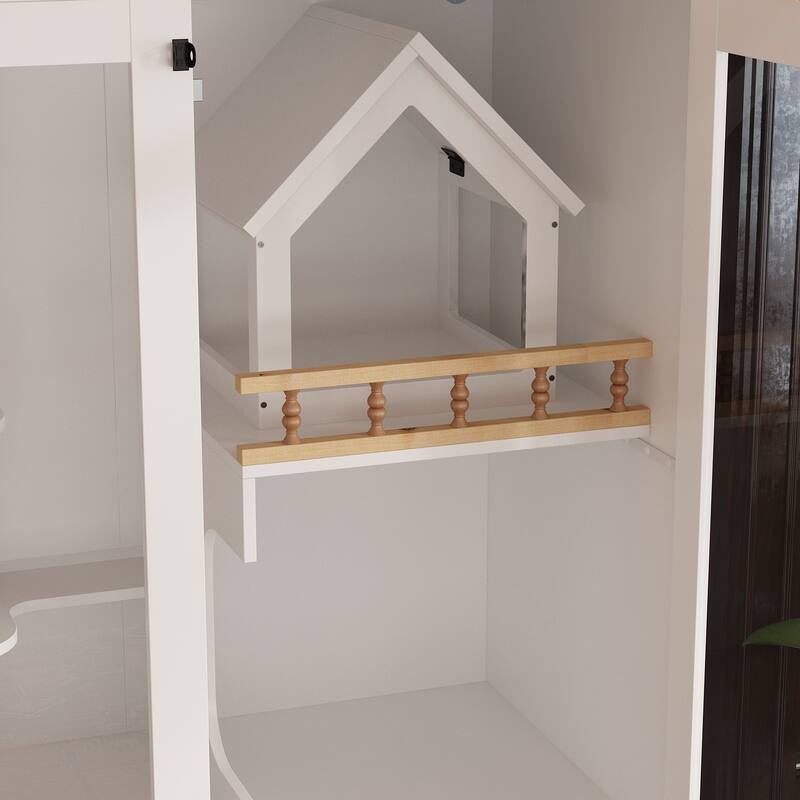 Luxury Cat Furniture Cabinet with Storage and Play Areas LED Light