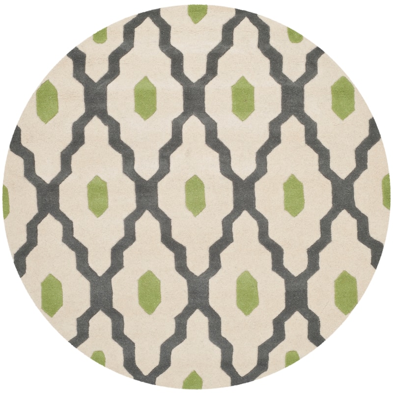 SAFAVIEH Handmade Chatham Sutapa Modern Moroccan Wool Rug - 5' Round - Dark Grey/Ivory