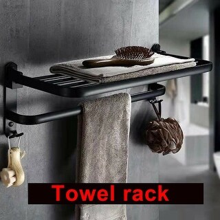 Black Bathroom Shelf With Tower Bar Wall Mount Shower Racks - 60cm - Bed Bath & Beyond - 36350312