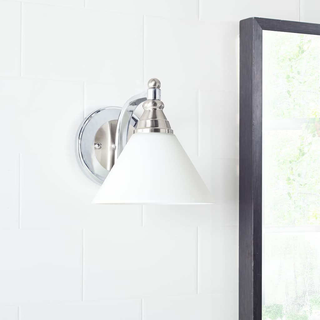 SAFAVIEH Lighting Pavlina Wall Sconce - 6.9"x8.5"x7" - Nickel/White - 7Wx9Dx7H