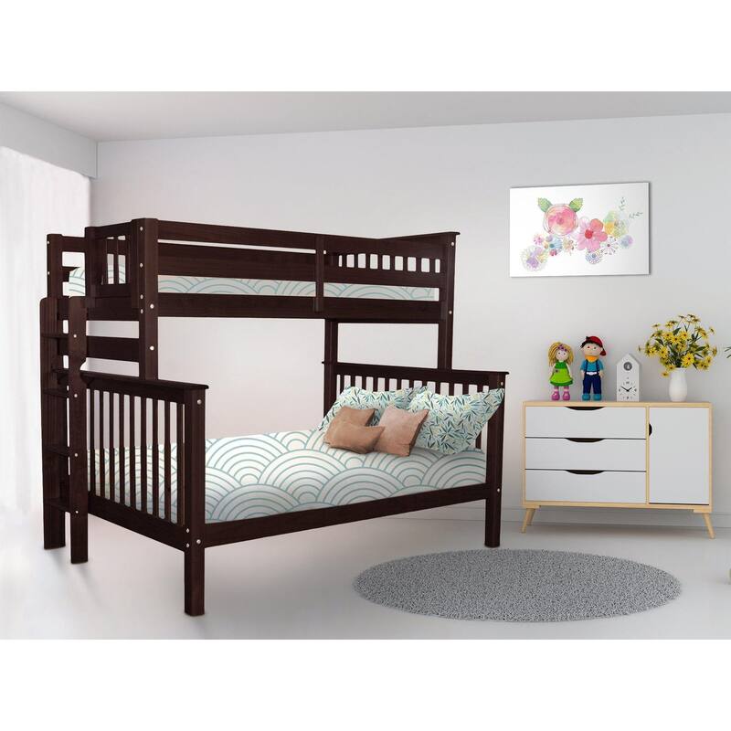 Taylor & Olive Trillium Twin over Full Bunk Bed with End Ladder