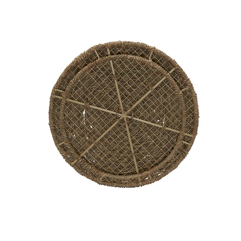 Household Essentials Handwoven Barrel Wicker Storage Basket Side Table - 17.0"L x 17.0"W x 19.0"H