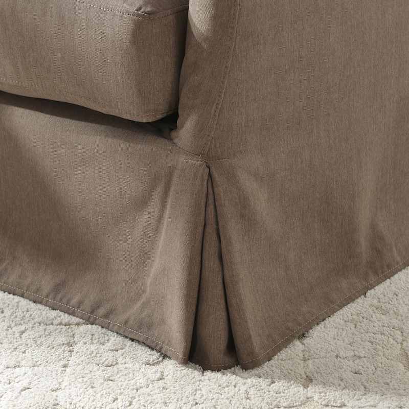 KINWELL 32" W Down Fill Upholstered Slipcovered Swivel Barrel Accent Armchair