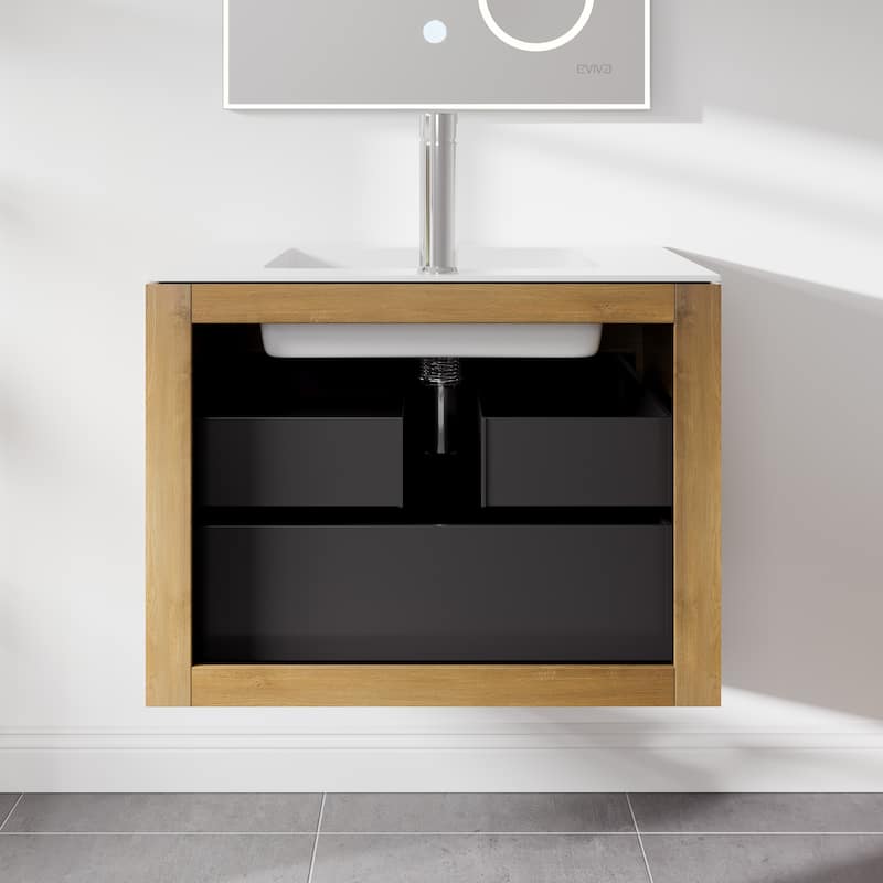 Eviva Madeira 20"W Oak Bath Vanity with Acrylic Top & Integrated Sink
