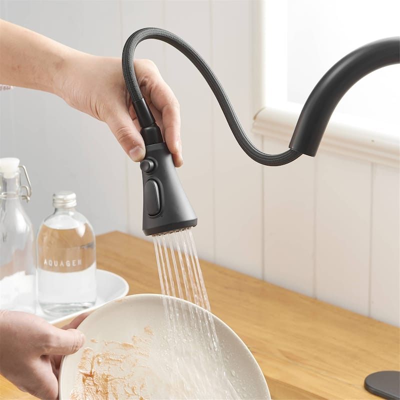 Single Handle Kitchen Faucet With Pull Down Sprayer Modern Kitchen Sink Faucets One Hole Basin Taps With Valve and Deck Plate