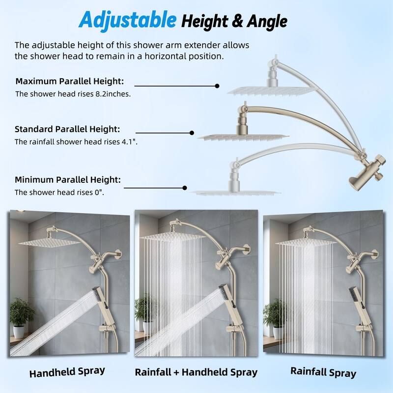 10" All Metal High Pressure Rain Shower with 4-spray Handheld Shower