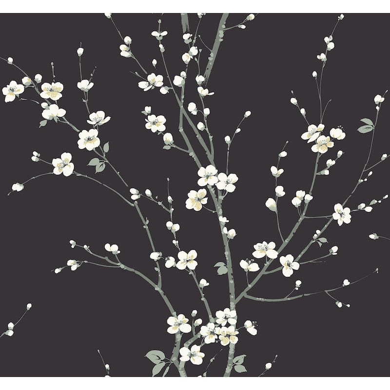 A-Street Prints Monterey Black Floral Branch Wallpaper