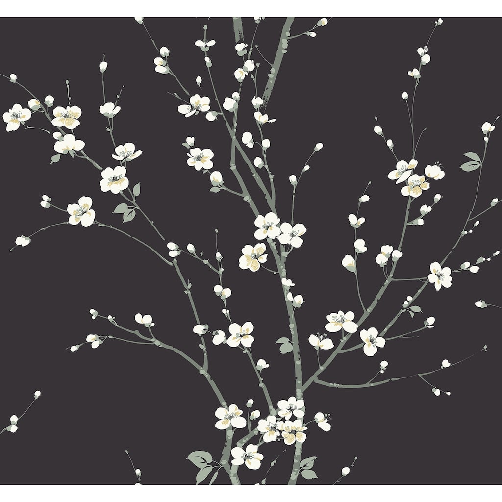 A-Street Prints Monterey Black Floral Branch Wallpaper