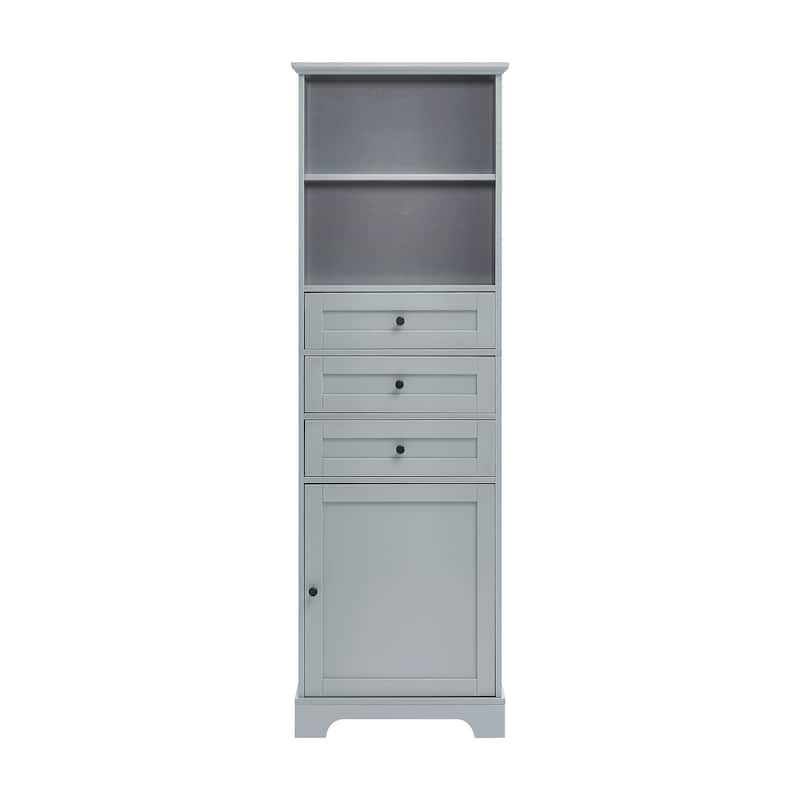 68" Tall Freestanding Bathroom Cabinet with 3 Drawers and Adjustable Shelves