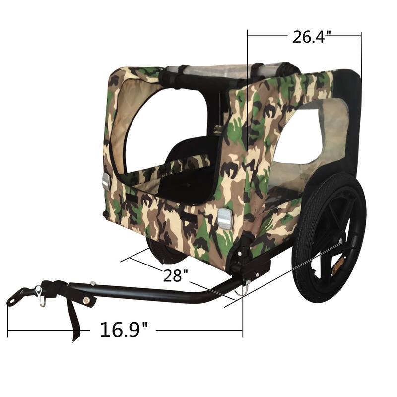 Medium Pet Bike Trailer with Powder-Coated Steel Frame, 88 lbs Weight Limit, Leash and Reflectors for Safety