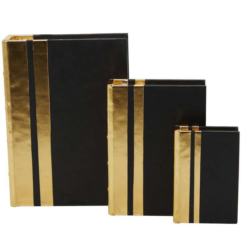 Burlap Leather Canvas Book Box Various Designs (Set of 3)