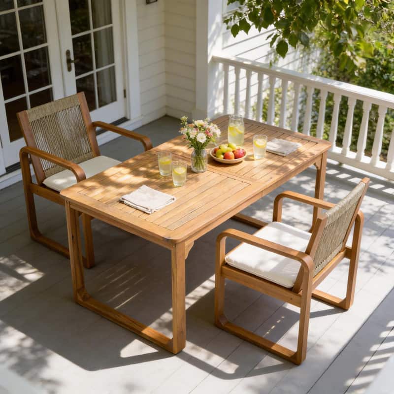 Christopher Knight Home Caspian Acacia Wood Patio Dining Table with Curved Leg