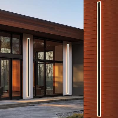 YANSUN Outdoor Wall Light, Rectangular Design, 3000K Warm LED, Satin Black Finish for Elegant Exterior Lighting - 3.1*1.7*78.7