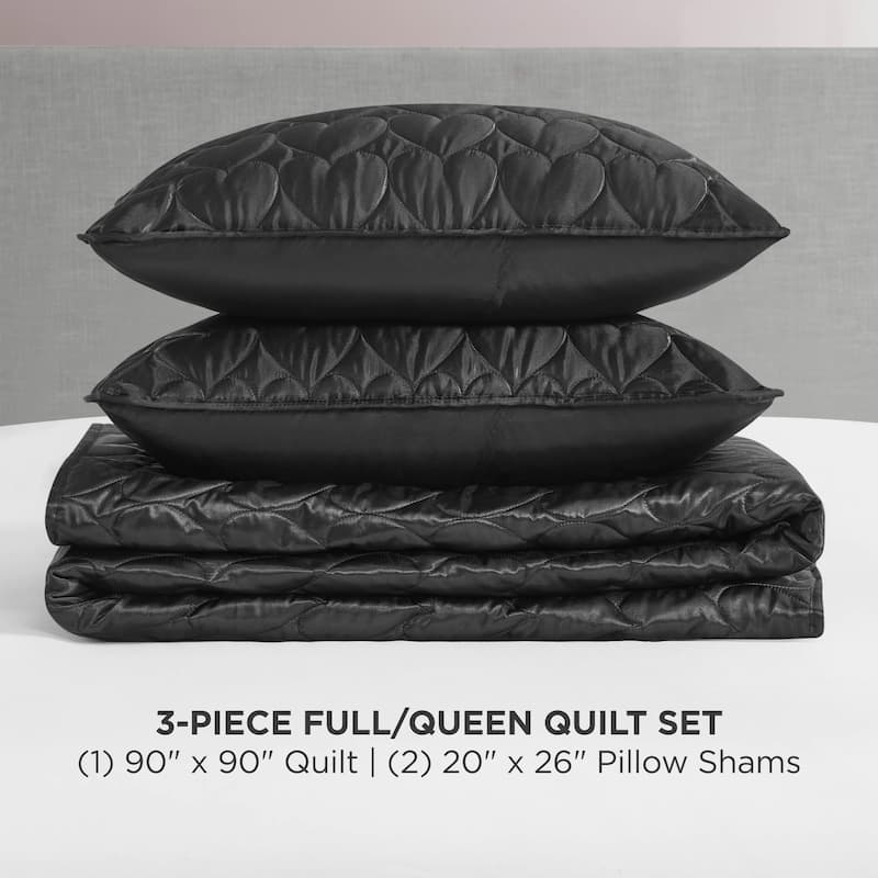Juicy Couture Satin Heart Stitched Quilt Sets
