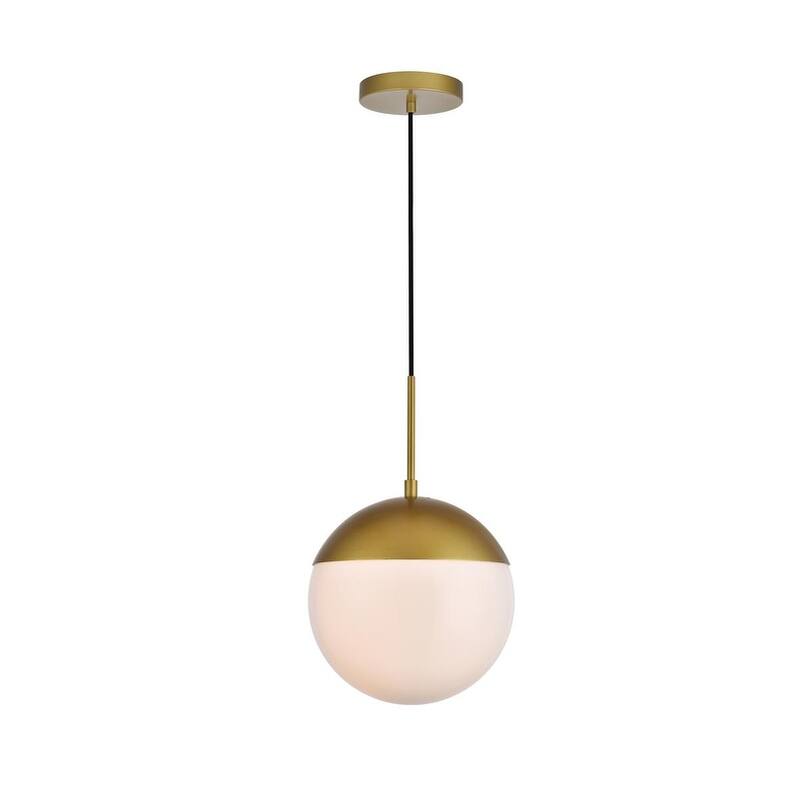 1-Light Frosted White Glass Pendant - Brass