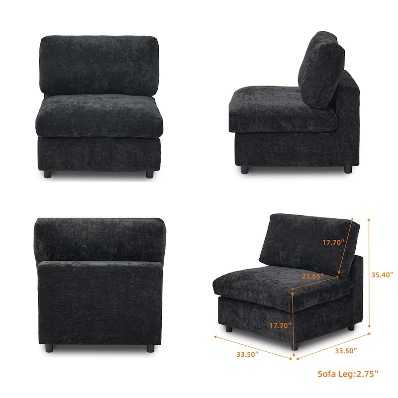 3 Seat Sectional Sofa Comfy Cloud Couch for Living Room Modern Sofa Sleeper Deep Couches with Ottoman