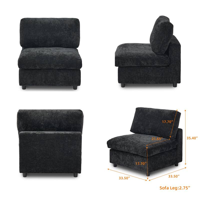 67" Modern Loveseat Sectional Sofa for Living Room,Chenille Modular Couch, Removable Cover, Spring Cushions, Solid Wood Frame