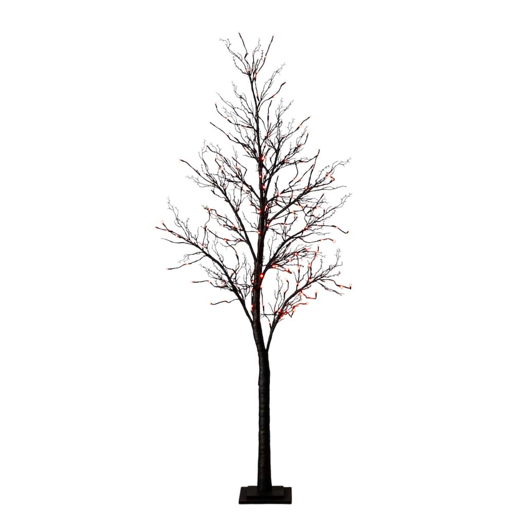 7-ft Pre-Lit Halloween Deluxe Black Twig Artificial Tree