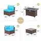 preview thumbnail 5 of 44, Outdoor 8 Pieces Sectional Wicker Sofa Set with Fire Pit
