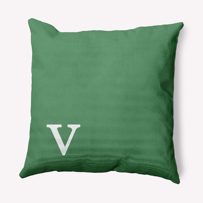 Modern Monogram Indoor/Outdoor Throw Pillow-V - 20" x 20" - Sage