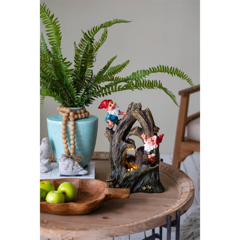 Decorative Woodland Gnome Water Fountain with LED Light