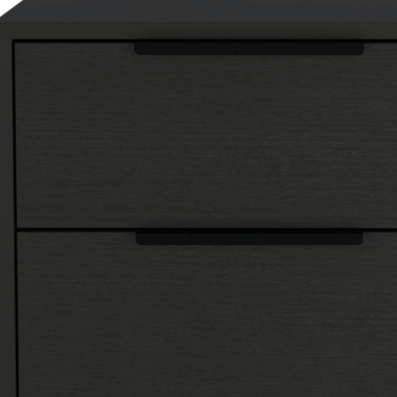 HomeRoots 22" Black Wood Two Drawer Nightstand