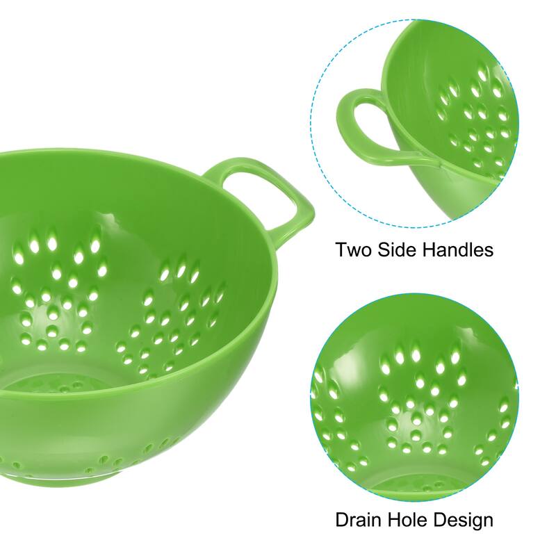 Rice Sieve Washing Colander Strainer Drainer Fruit Cleaning Bowl-Green - Green - 19cm x 14.8cm x 7.5cm