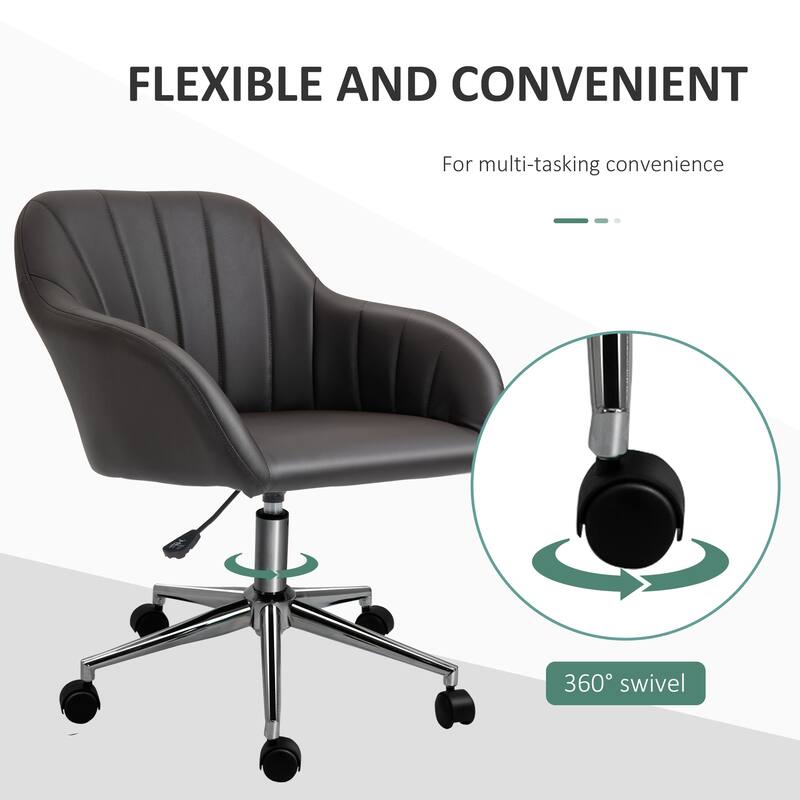Vinsetto Mid Back Home Office Chair Computer Desk Chair with PU Leather, Adjustable Height, Swivel Wheels for Study, Bedroom