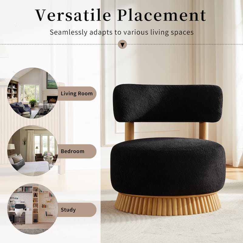 Modern Farmhouse Armless Chair, Wooden Base Featuring Thatched Roof Rod Design, Cozy Upholstered Chair for Living Room