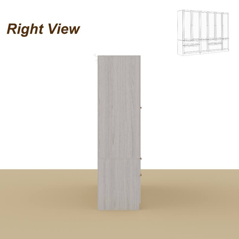Large Glass Combination Cabinet: Contemporary Storage Closet Armoires