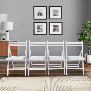 Premium Wooden Folding Chair Set - 2pcs in White Canvas