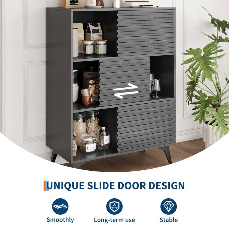 Render 3-Tier Display Cabinet - Walnut Storage Stand for Retail, Living Room & Entryway