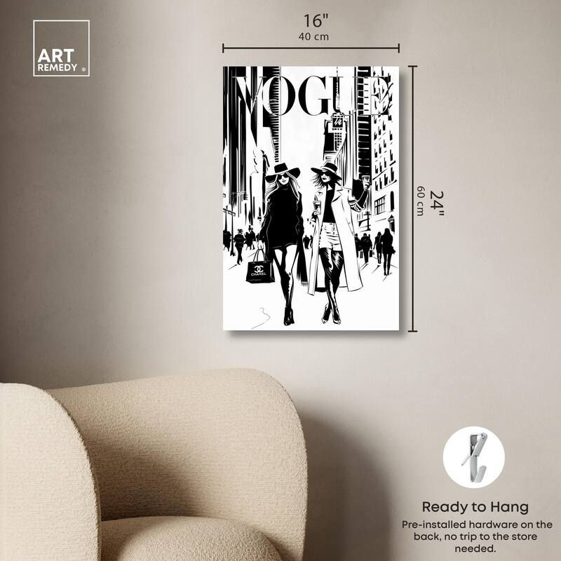 Shopping Gals Cover Canvas by Art Remedy, Gallery Wrapped