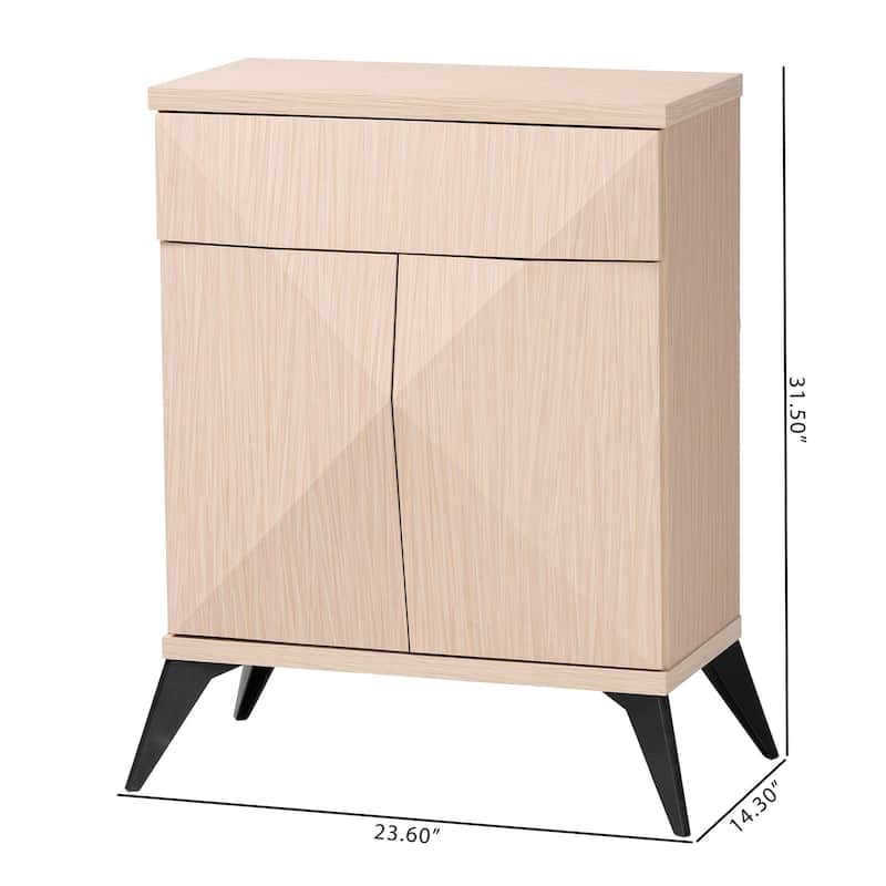 Draper Mid-Century Modern Two-Tone Light Brown and Black Wood 2-Door Sideboard Buffet