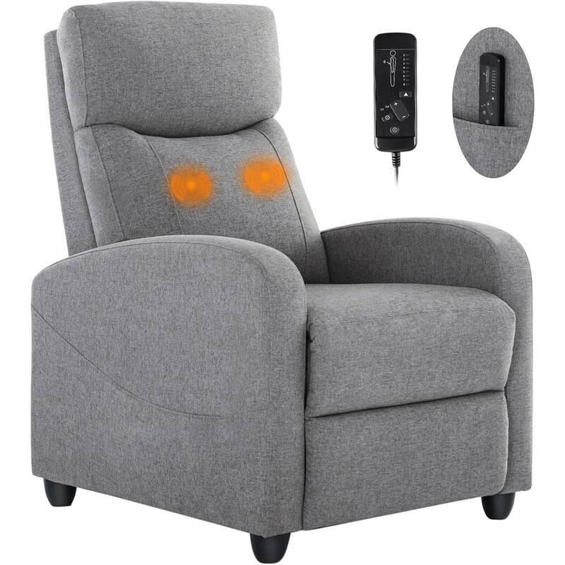 Recliner Chair for Living Room - Massage PU Leather Recliner Sofa with Lumbar Support, Home Theater Seating