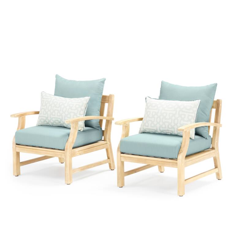 Kooper 2 Piece Sunbrella Outdoor Patio Club Chairs - Spa Blue